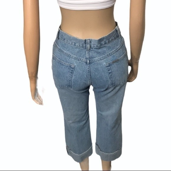 Vintage Lee Riveted Jeans boyfriend cropped cuffed high rise light wash size 8 - Picture 2 of 15